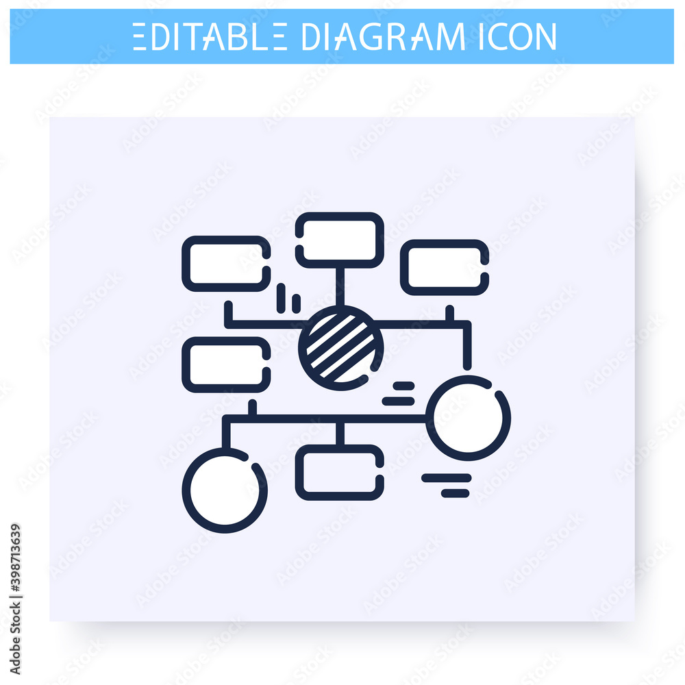 Poster flowchart line icon. information graphic. business, management, structure visualisation. infographic