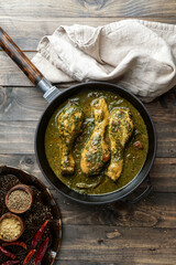 Palak Chicken or Chicken Saag, traditional indian or pakistani food