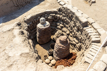 Peru, near Nazca, the Cemetery Chauchilla. Well preserved mummified bodys from the Nazca...
