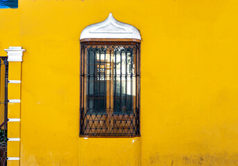 Old wooden window in Lima, Baranco district, Peru