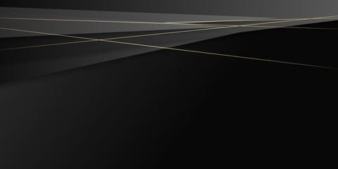 Modern black and gold abstract business background with golden lines