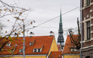 View on St. Peter's church tower in old Riga.