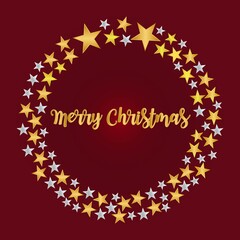 Christmas card circle with star and snowflakes, Christmas and New Years