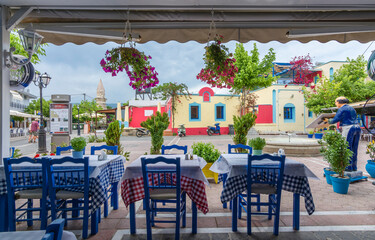Obraz na płótnie Canvas Beautiful street view in Kos Island. Kos Island is populer tourist destination in Greece.