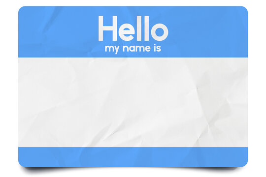 Light blue hello my name is name tag blank template