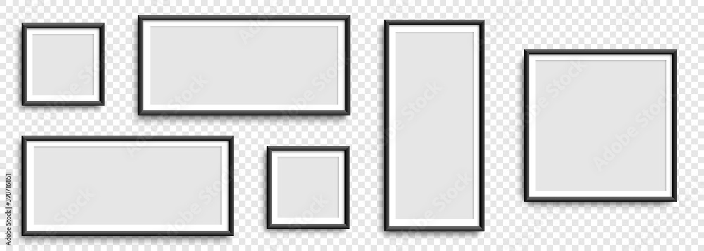 Wall mural photo frames. collection photo frames, isolated. template mockup photo frame different shapes. trans