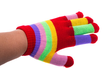 colored knitted glove isolated