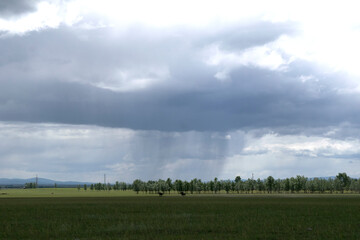 Summer clouds over the valley on a fine windless day