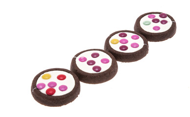 cookies with colored chocolate drops isolated