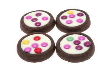 cookies with colored chocolate drops isolated