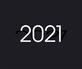 2021 new year background. Greeting card 2021 Fonts flyer view from above banner. Celebrate brochure paper cut icon
