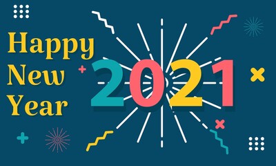 Happy New Year 2021 vector illustration isolated on color background. good for greeting cards, banners, web, parties and others.