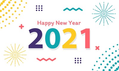 Happy New Year 2021 colorful vector illustration isolated on white color background. good for greeting cards, banners, web, parties and others.