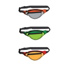 vector illustration of waist bag with cool and attractive colors