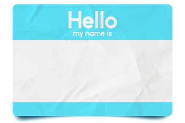 Baby blue hello my name is name tag blank template © psdgraphicscom