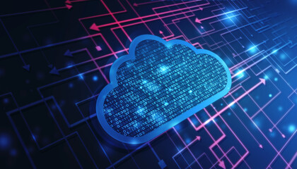 2d illustration of  Cloud computing, Cloud Computing Concept, Cloud computing technology internet concept background