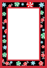 Christmas red themed frame with glowing stars and candies