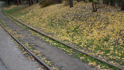 Railroad track on the city