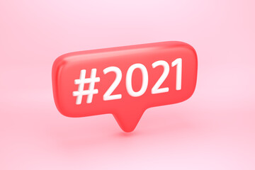 Red social media notification icon with number 2021