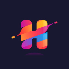 H letter logo with vibrant wave gradient shift.