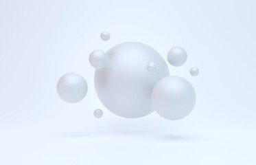 Abstract 3D glossy white spheres background for banner,poster,card,cover,brochure.3D rendering.
