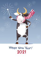 Year of the white bull 2021 vector - 398724869