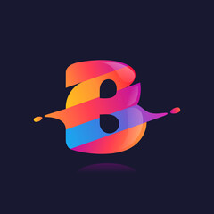 B letter logo with vibrant wave gradient shift.