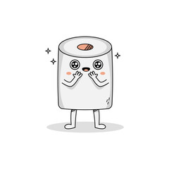 Cute surprised toilet paper cartoon character