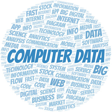 Computer Data vector word cloud, made with text only.