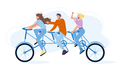 Collective Boy And Girls Riding Tandem Vector
