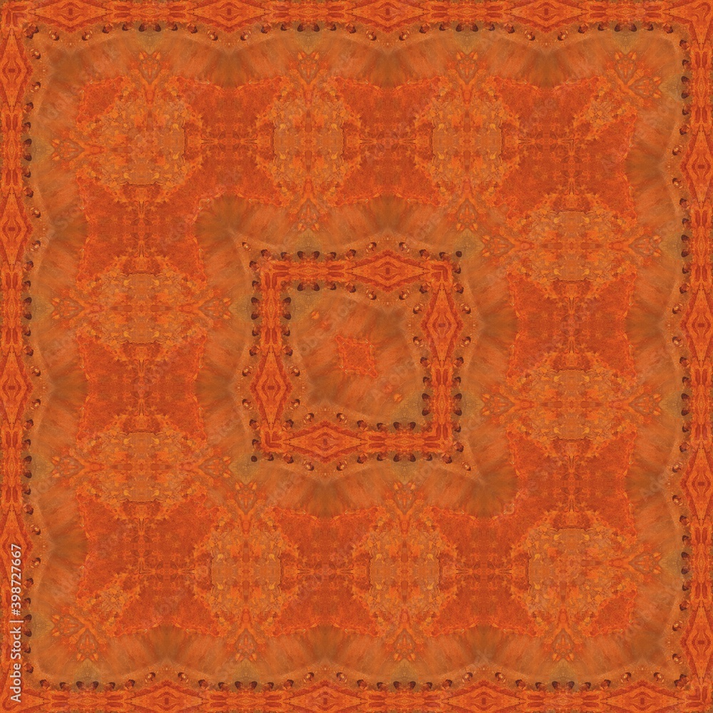 Poster heavy engineering pipe with severe oxidation flack rust particles in shades of deep orange colour