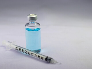 Vaccine and Healthcare Medical concept.Vaccines and Syringes on white background for immunization and treatment from virus (novel coronavirus disease 2019,COVID-19,nCoV2019)