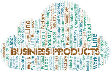 Business Products word cloud create with text only.