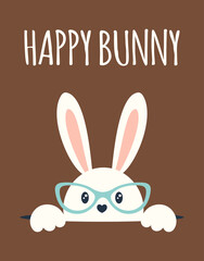Obraz premium easter card with rabbit in hole, vector illustration