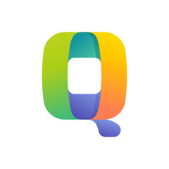 Colorful gradient Q letter initial logo.