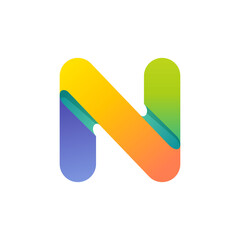 Colorful gradient N letter initial logo.