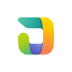 Colorful gradient J letter initial logo.