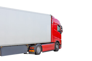 Truck semitrailer with blank place for your text, isolated on white background.