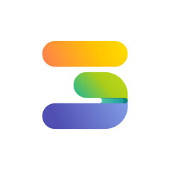 Colorful gradient number three logo.