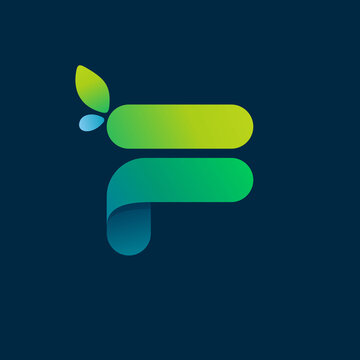 F letter green gradient eco logo.
