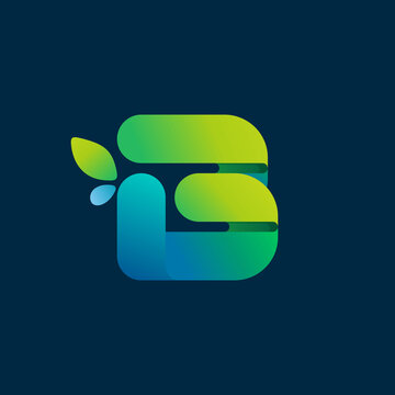 B letter green gradient eco logo.