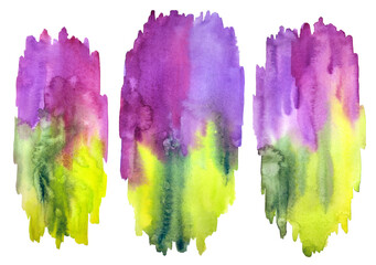 Abstract painting in the form of watercolor spots on a white background, watercolor print for poster, cover, background for various designs, etc.