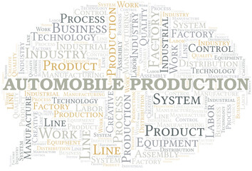 Automobile Production word cloud create with text only.