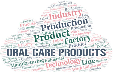 Oral Care Products word cloud create with text only.