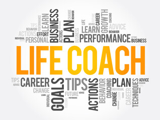 Fototapeta premium Life Coach word cloud collage, education concept background