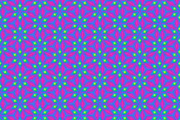 Abstract geometric pattern ilustration. Repeating  background in pink and blue floral pattern.
