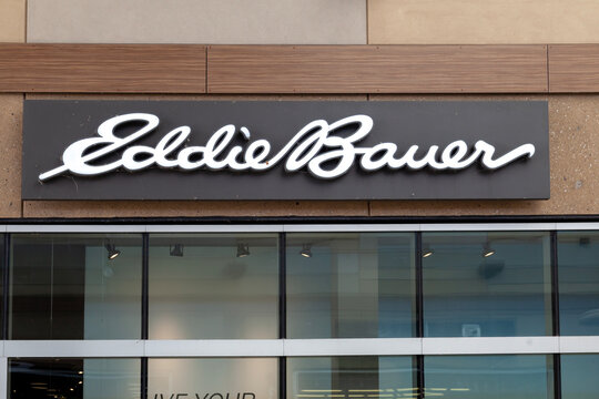 Eddie Bauer store sign is seen in Niagara-on-the-Lake, On, Canada on September 10, 2019.  Eddie Bauer is a clothing store operated by American company Eddie Bauer, LLC