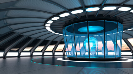3D Rendering Science Fiction Panorama Room