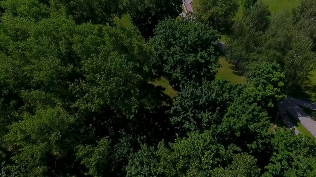 Grodno, Belarus. Aerial Bird's-eye view Of Kalozha Church in sunny day. Church of Sts. Boris and Gleb.