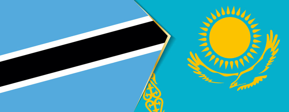 Botswana and Kazakhstan flags, two vector flags.